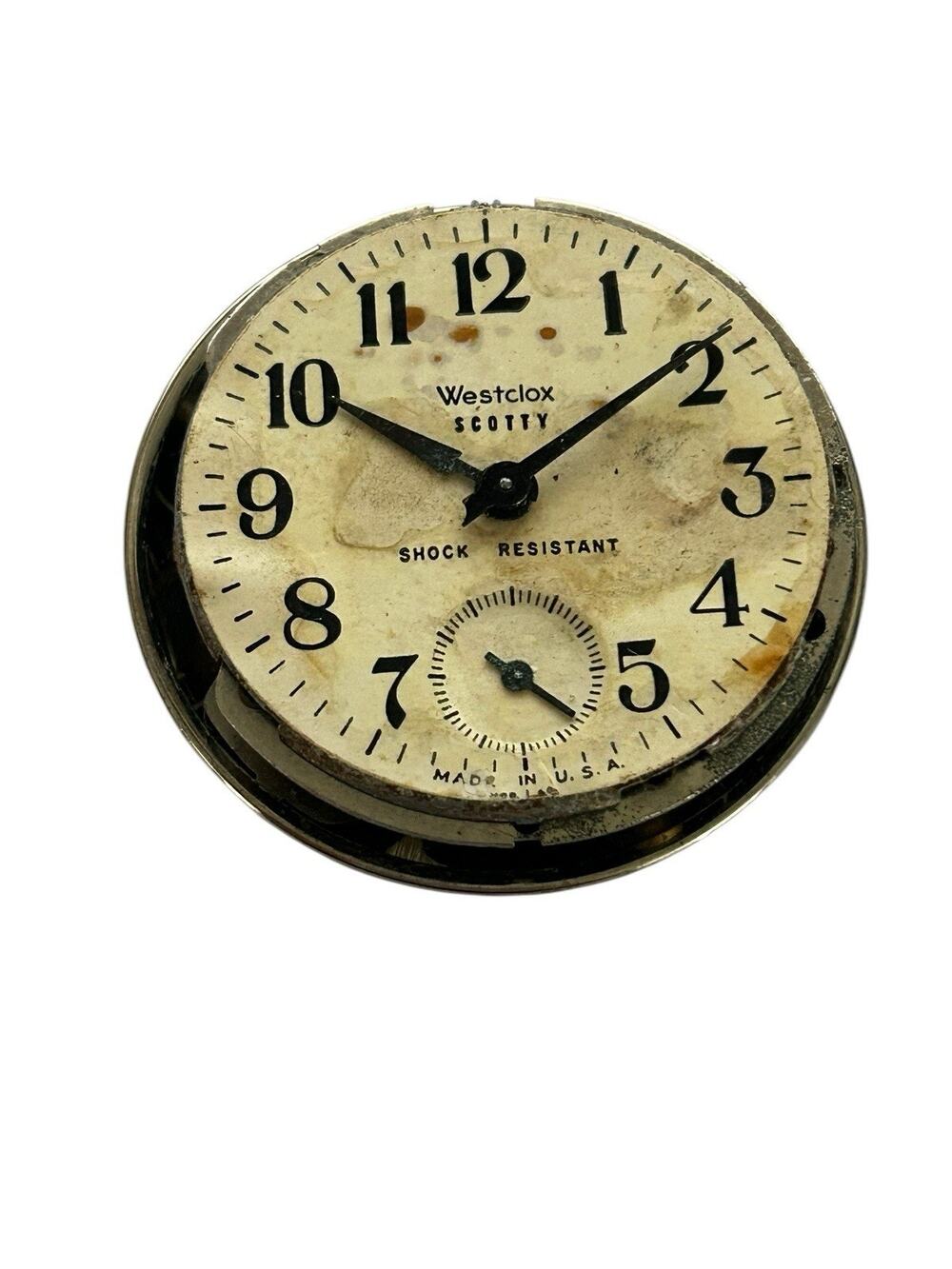 Westclox Scotty Pocket Watch Open-Face Vintage Hand-winding Antique USA Parts